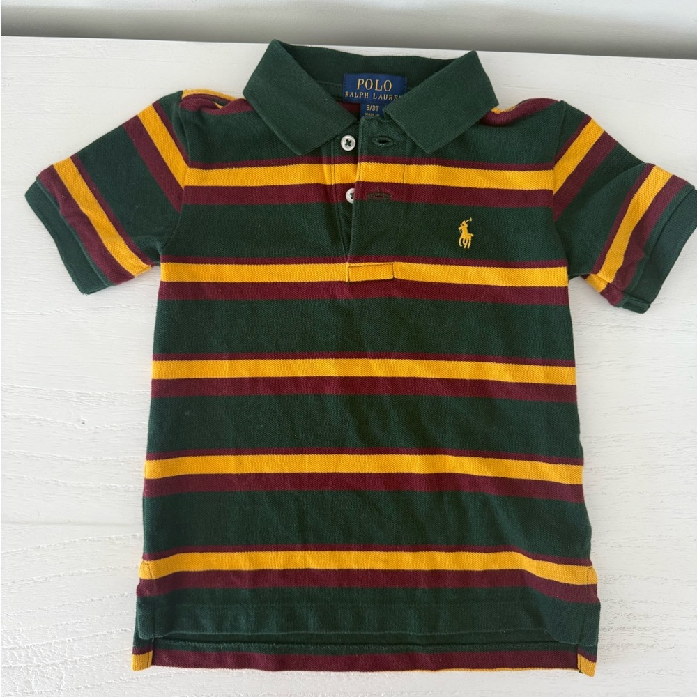 Boys 3T Polo by Ralph Lauren Kids Striped Green and Yellow Shirt